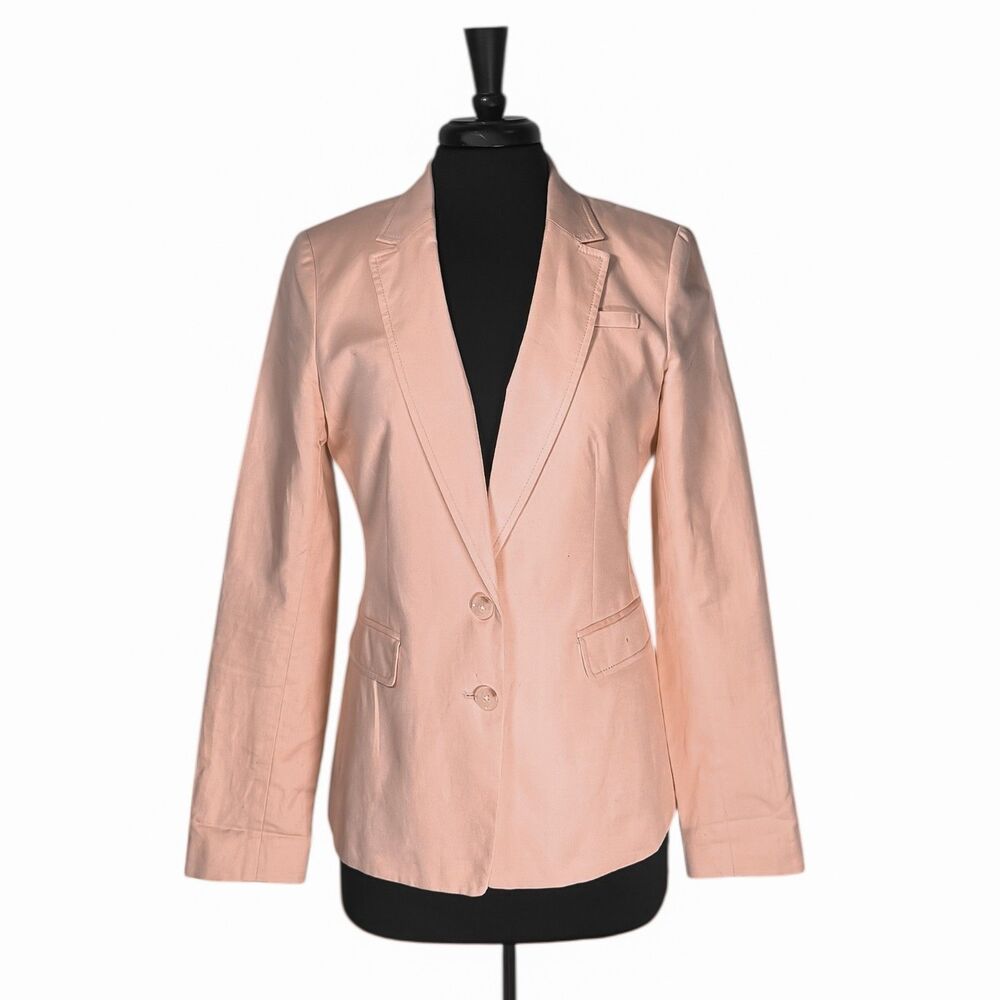 Banana Republic Women's Peach Ivory Linen Blend Office Career Blazer Jacket 10 - Picture 2 of 9